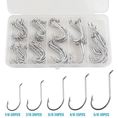 Octopus Beak Hooks, 60pcs/100pcs Stainless Steel Saltwater Fishing Hooks, Suicide Bait Jig, Big Game, Offset Circle Hooks 10 - size: 8/0 - 60pcs