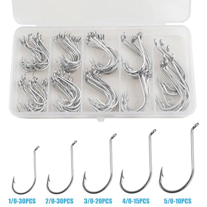Octopus Beak Hooks, 60pcs/100pcs Stainless Steel Saltwater Fishing Hooks, Suicide Bait Jig, Big Game, Offset Circle Hooks 10 - size: 8/0 - 60pcs