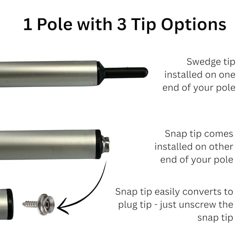 Boat Cover Support Pole - Aluminum - Rubber Crutch Tip - Patented Flip-Lock -Supports 170 pounds - Prevents Water Pooling - Easy Install.