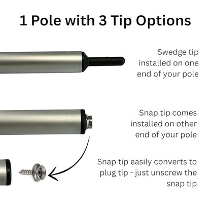 Boat Cover Support Pole - Aluminum - Rubber Crutch Tip - Patented Flip-Lock -Supports 170 pounds - Prevents Water Pooling - Easy Install.