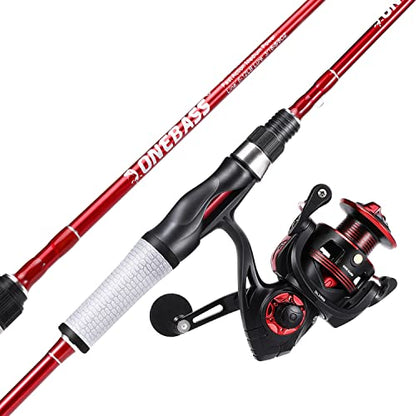 One Bass Spirit Flame Fishing Rod Reel Combo, Spinning Fishing Pole with Graphite 2Pc Blanks, Stainless Steel Guides - color: Red, size: 7'0"Medium Heavy-Fast with 2000 Reel