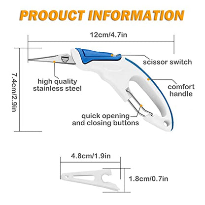 Fishing Pliers Saltwater, Fishing Scissors for Braided Line,Fishing Line Cutter Saltwater and Freshwater,Fishing Scissors with hanging buckle for Mono Braided Line,Fishing Gear
