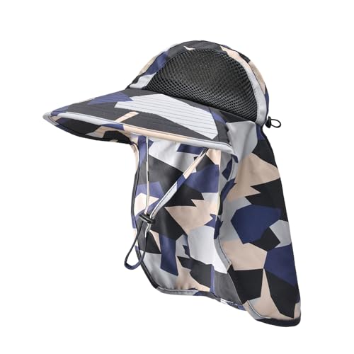 Sun Hat for Men Women with Neck Flap,UPF 50+ UV Protective Hiking Fishing Hats,Wide Brim Sun Hat for Women&Men - color: 1pack-beige Camo