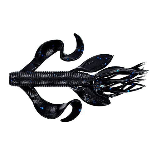 Yamamoto Custom Baits 4" Kreature Soft Creature Bait, 7-Pack, Bass Fishing Soft Plastic Lure, Multiple Colors - color: BLACK W/ LARGE BLUE FLAKE (7 PACK)