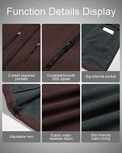 CREATMO US Men's Casual Lightweight Warm Thin Outerwear Vest Windbreaker Sleeveless Jacket With Removable Hood - color: Brown, size: Large