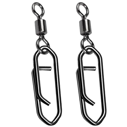 AMYSPORTS High Strength Saltwater Barrel Swivels Fishing Tackle Stainless Steel Line Connector Fishing Snaps Swivel Change Quick Fishing Clips Snap Black Nickel - size: Size 8+S (21lb) 50 pcs