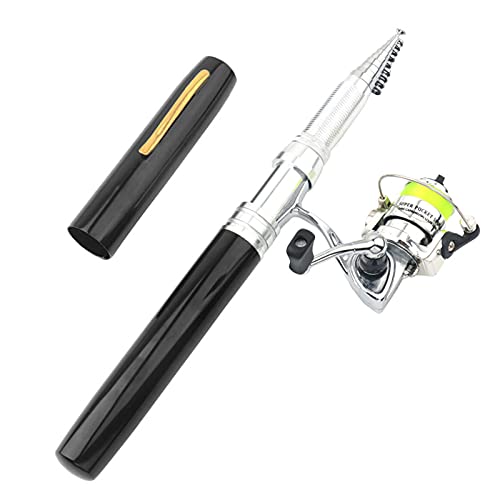 Lixada Fishing Rod Reel Combo Mini Pen Fishing Pole Kit Telescopic Fishing Rod Spinning Reel Combo Kit - color: Black, size: 1.8 m