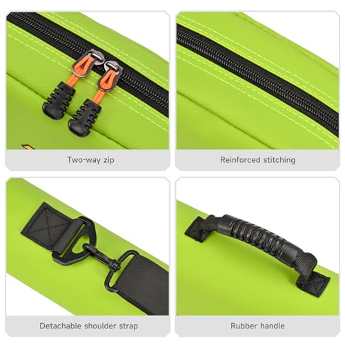 LEOFISHING Portable Folding Water-Resistant Fishing Pole Bag 45cm/17.7in 120cm/47.2in Shock-Resistant Fishing Pole Carrier Case Store up to 2-3 Fishing Rod with Reel and Gears - size: 45CM/17.7"