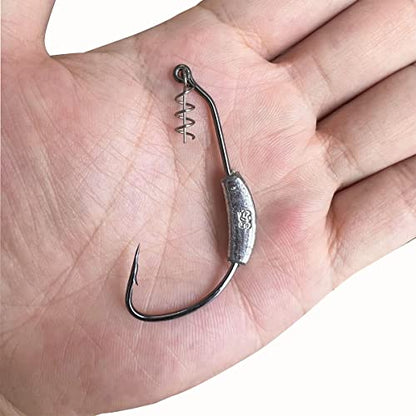 25 Pack Weighted Swimbait Hooks, Jig Heads with Twist Lock, Soft Plastic Worm Fishing Hooks 1/0 2/0 3/0 4/0 5/0 - color: C(Size 3/0, 1/9 oz, 25-pack)