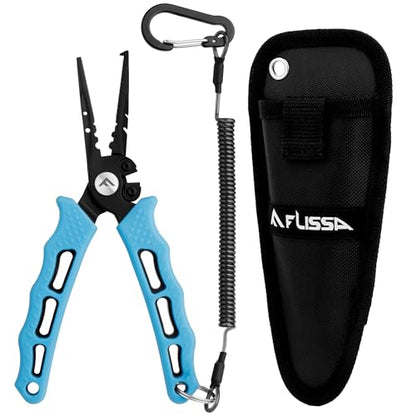 FLISSA 7-1/2 Inch Fishing Pliers, 420 Stainless Steel Fish Pliers, Corrosion Resistant Fishing Pliers Hook Remover, Split Ring Pliers for Fishing with Braid Cutters, Sheath and Lanyard - style: Plier