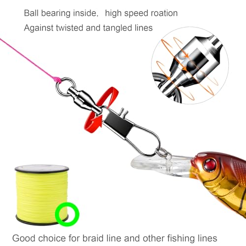 AMYSPORTS Steel Stainless Snap Swivels Saltwater Ball Bearing Fishing Swivel Lure Connector Barrel Swivels Fishing Tackle Black Nickel - size: size1 (23.7lb) 50 pcs