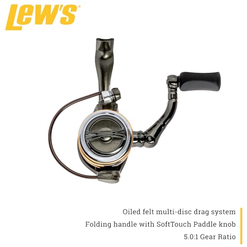 Lew's Laser Lite Spinning Fishing Reel, 6+1 Bearings, Graphite Frame and Sideplate, Speed Lube, Multi-Disc Drag - size: 75