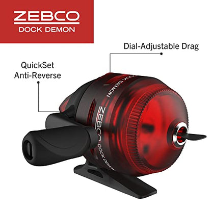 Zebco Dock Demon Spinning Reel or Spincast Reel and Fishing Rod Combo, 30-Inch Durable Fiberglass Rod, QuickSet Anti-Reverse Fishing Reel - style: Spincast Reel - Red