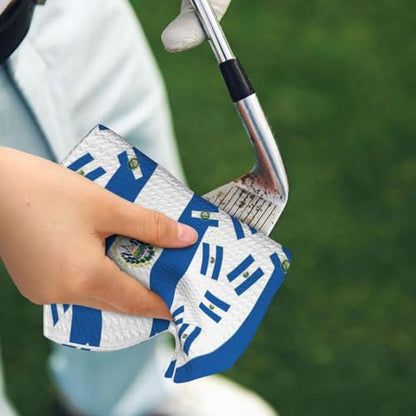 Supdreamc Golf Club Cleaning Towel 24x16 Inches with Carabiner Clip, National Flag El Salvador, Highly Absorbent Quick Dry Microfiber for Bag & Cart - color: Style (108)