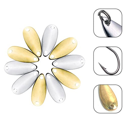 VOSAREA 20pcs Fishing Lure Blades Bright Color Metal Bait for Freshwater Fishing Compact Lightweight Design for Attracting Bass and Other Fish