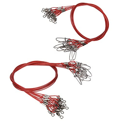 Anti Bite Fishing Line Steel Wire Leader with Rolling, Heavy Duty Fishing Wire Leash for Sea Enthusiasts - color: Red
