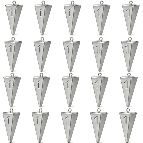 Pyramid Sinkers Fishing Weights, Saltwater Fishing Sinkers for Surf Fishing Gear Tackle - 1oz, 2oz, 3oz - style: 1 Ounce-20pcs
