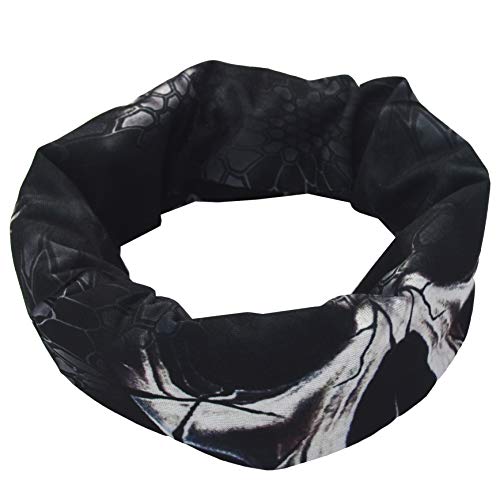 Obacle Neck Gaiter Face Mask Bandana for Dust Wind Sun Protection for Men Women - color: Black Eye Smile Skull