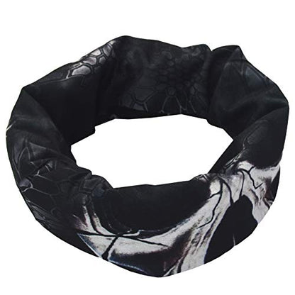 Obacle Neck Gaiter Face Mask Bandana for Dust Wind Sun Protection for Men Women - color: Black Eye Smile Skull