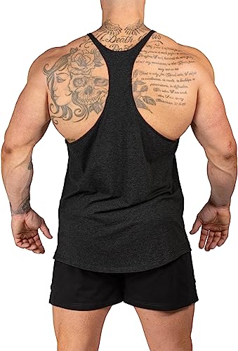 Stringer Bodybuilding Tank Tops Low Cut Off Gym Workout Training Stretch Polyester Quick Dry T Shirts - color: Black, size: Small