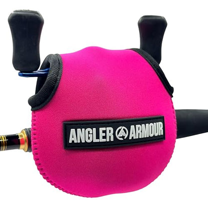 Angler Armour Baitcast Reel Cover | Baitcaster Sleeve | Fishing Reel Pouch | Low Profile Baitcasting Reel Protector | Neoprene Reel Case | 50 100 200 Series Baitcast Covers - color: Neon Pink