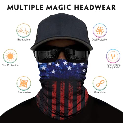 Neck Gaiter for Men Women Headwear Bandana Head Wrap Face Scarf Mask Cover Warmer Balaclava-Seamless & Versatile - color: B-9pcs-black-flag