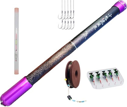 Carbon Fiber Telescopic Fishing Rod 26.6FT Portable Ultralight Fly Rod Tenkara Rods Collapsible Bass Crappie Full Kit Pocket Fishing Pole Bamboo Fishing Pole - color: Fishing rod kit, size: 14.7 ft