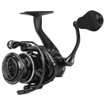KastKing Zephyr Spinning Reels – 7+1/6+1 BB – Carbon Fiber Drag – Stainless Steel Shaft – Aluminum & CNC Spool – Black/Green/Orange – Sizes 500/1000 SFS – ICE Fishing Ready Reels! - color: Standard-Black, size: 500