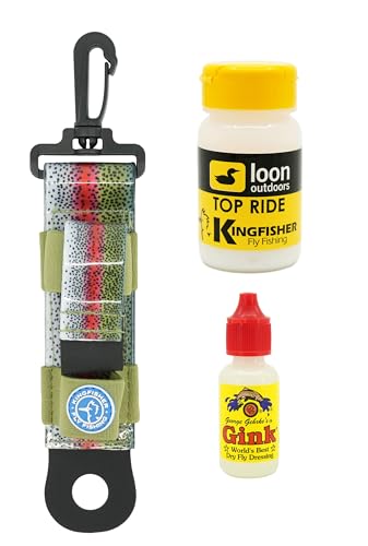 Gehrke’s Gink and Loon Outdoors Top Ride Dry Fly Floatant with Kingfisher Combo Holder - color: Rainbow Trout