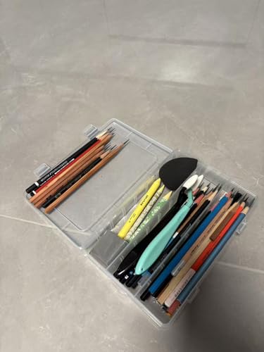 4-Pack Clear Plastic Artist's Art Supply Storage Sketching Pencil Case, Large Capacity Charcoal Pencil Organizer Box with Compartments for Sketching and Drawing Tools.