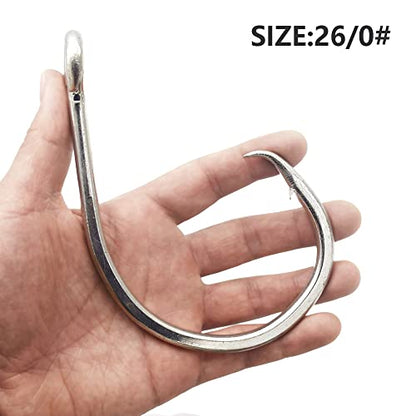 Super Giant Fishing Hook 24/0-28/0 Forged in-line Circle Hooks Shark & Swordfish &Tuna Hook Stainless Steel Big Game Hook Saltwater - size: Size 26/0-Pack of 2