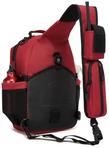 Tactical Sling Backpack Holster Range Shoulder Bag 15L Crossbody Bag Water Bottle Holder Radio Pouch 6 Elastic Slots - color: Red