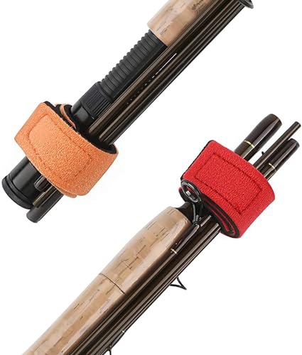 6 Pcs Fishing Rod Wrap Pole Straps Hook And Loop Fishing Rod Belts Ties For Casting Rods Fly Rod Stretchy Fixing Strap 3 Colors (2 Red, 2 Blue, 2 Black)