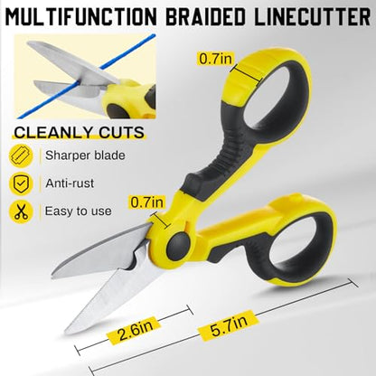 Honoson 2 Pcs 5.7" Fishing Scissors Braided Line Cutters Fishing Heavy Duty 3cr13 Non Slip Serrated Edge Scissors Saltwater Freshwater Braid Multi Function Snips for Trimming (Yellow Black) - color: Yellow Black