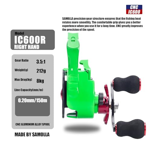 Ice Fishing Reel High-Speed Ratio Inline Freespool Reel Wear-Resistant 5+1 BB Ice Fishing Gear for Sea Lake Pond Metal Spool