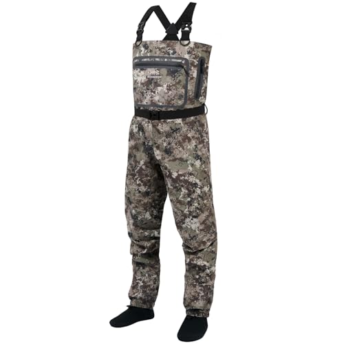 BASSDASH Breathable Ultra Lightweight Chest Stocking Foot Fishing Hunting Waders for Men - color: Grunge Camo, size: Small