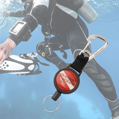 Scuba for retractor Clip, Retractable Diving Gear Tethers Stainless Steel Key Ring For BCD Hook Anti-lost Rope Key Chain For Freediving, Spearfishing