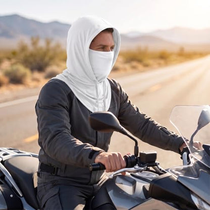 Cooling Balaclava Sun UV Protection Hood Breathable Full Head Mask Face Cover for Men Women Cycling Motorcycle Fishing - color: White
