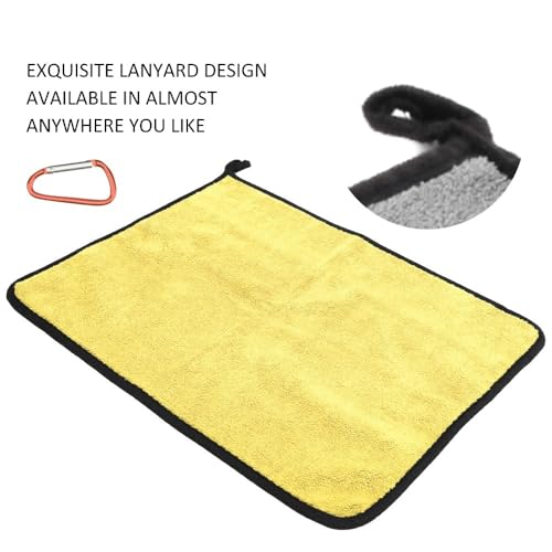 – Thickened Double Sided Absorbent Hand Towel with Clip for Fishing, Boating, Kayaking, Wiping Rods, Reels and Outdoor Gear, 15.7 x 11.8 Inch(Yellow) - color: Yellow