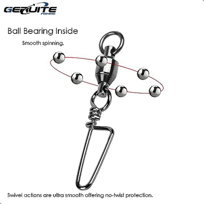 Snap Fishing Swivels Ball Bearing Black Nickel Ball Bearing Swivels Saltwater Heavy Duty Barrel Swivels for Freshwater Saltwater Fishing - size: Size 2+2(45lb) 20 Pcs