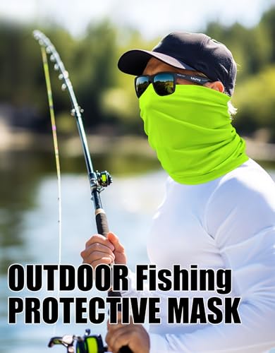 JHYWELL Cooling Neck Gaiter Face Mask, UV Protection Masks Gator, Windproof Bandana for Skiing, Fishing, Hiking, Cycling - color: Neon Yellow Pack