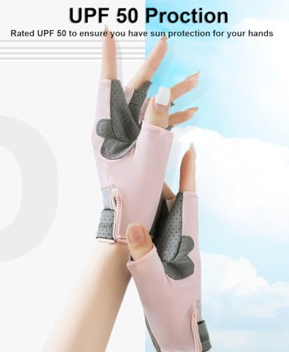 SUJAYU UV Protection Gloves - Women & Men's Fingerless Driving, Fishing & Sailing Gloves with UV & Sun Protection - color: White, size: Large