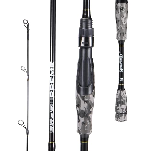 Sougayilang Fishing Rod - Medium 2Pc Graphite Composite Blank Spinning & Casting Rod, Camouflage EVA Grip, Smooth Transition Fishing Pole - color: Grey-Spinning, size: 5'10''-Medium-Moderate