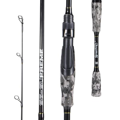 Sougayilang Fishing Rod - Medium 2Pc Graphite Composite Blank Spinning & Casting Rod, Camouflage EVA Grip, Smooth Transition Fishing Pole - color: Grey-Spinning, size: 6'10''-Medium-Moderate