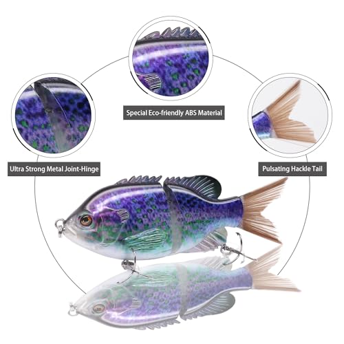 TRUSCEND Swimmax Easy Catch Fishing Lures with BKK Hooks, Wiggling, Vibrating, Rattling and Gurgling for More Bite, Heavy-Duty Dyneema Fiber Jointed Swimbaits for Bass, Trout, Walleye, Crappie, Pike - color: I-4.7",0.8oz