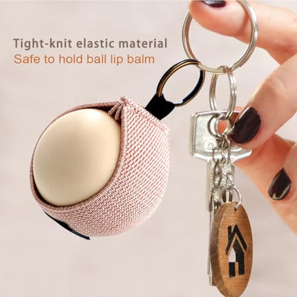 WK IEASON Lip Balm Holder Sleeve with Keychain Lipstick Sleeve Holder Tight-knit Elastic Holder for Ball Lip Balm Lipstick Holder Keychain (Blackx3) - color: Blackx3