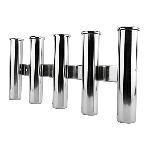 YaeMarine Fishing Rod Holder 316 Stainless Steel Fishing Rod Rack 3Tube/4Tube/5Tube/6Tube Mirror Finish for Marine Boat Yacht Camper - style: 5 Tube