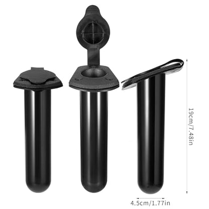 4 Pack of Kayak Deck Plastic Flush Mount Fishing Boat Rod Holders with Cap Cover,Gasket and Mounting Screws- Plastic Fishing Tackle Accessory Tool for Kayak Boat Canoe Pole