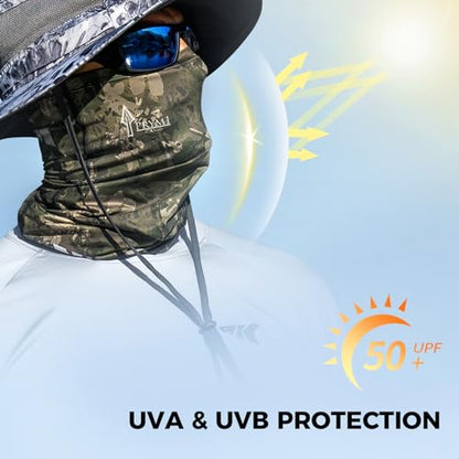 KastKing Agies Fishing Gloves Men, UPF 50+ Sun Gloves UV Protection, Cooling Quick-Dry 3/4 Fingerless Gloves with Extended Cuff Agies Neck Gaiter-UPF 50+ Balaclava Face Mask