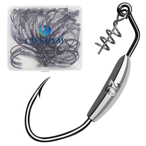 Twistlock Fishing Hooks, Swimbait Hooks Belly Offset Hooks Weighted Hook 1/0 3/0 4/0 for Soft Plastics Lures Fishing Saltwater Freshwater - color: Spring Weighted Hooks 2g - 30pcs